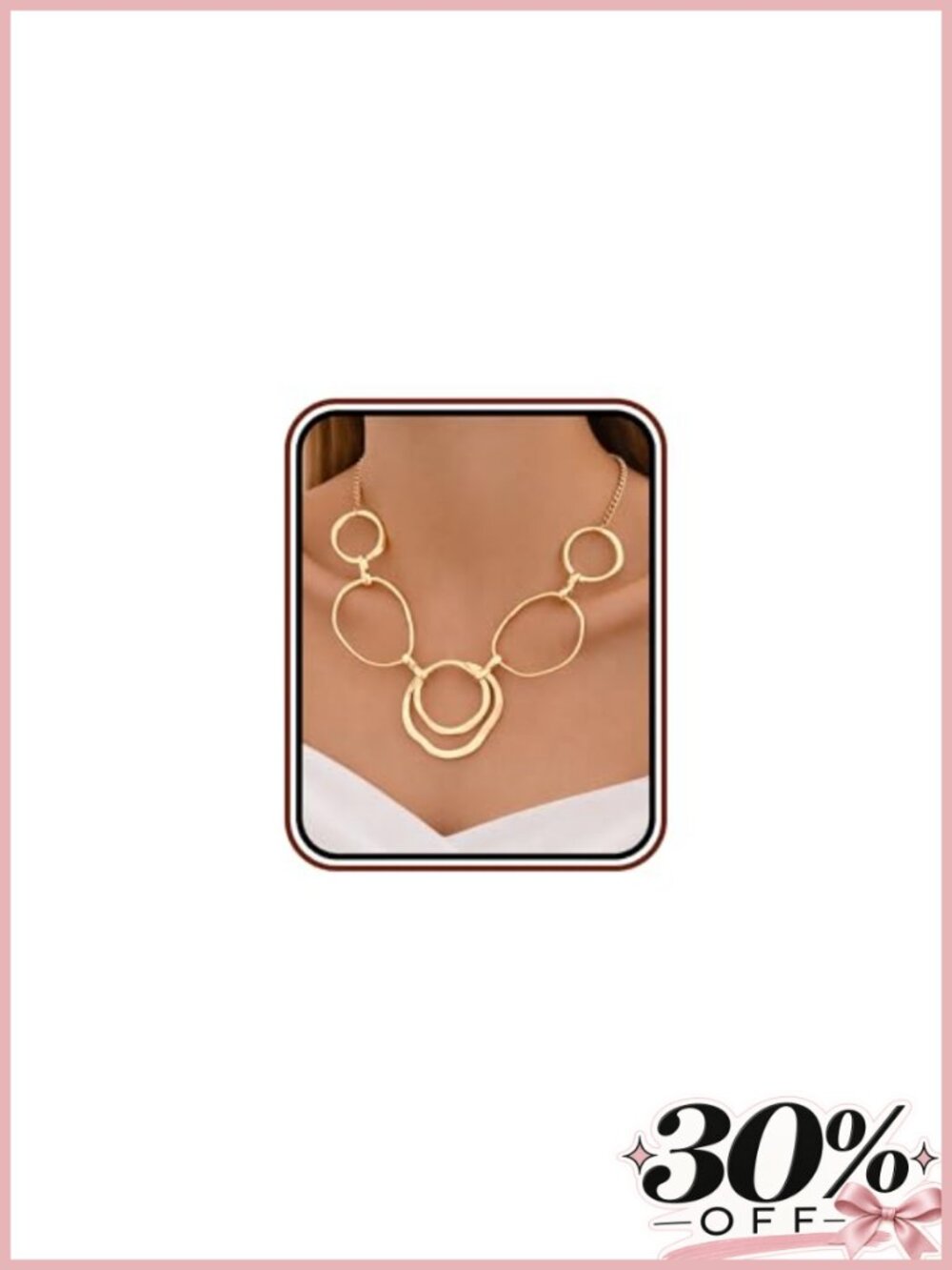 Chunky Gold Statement Necklace Geometric Circle Link Collar Fashion Jewelry